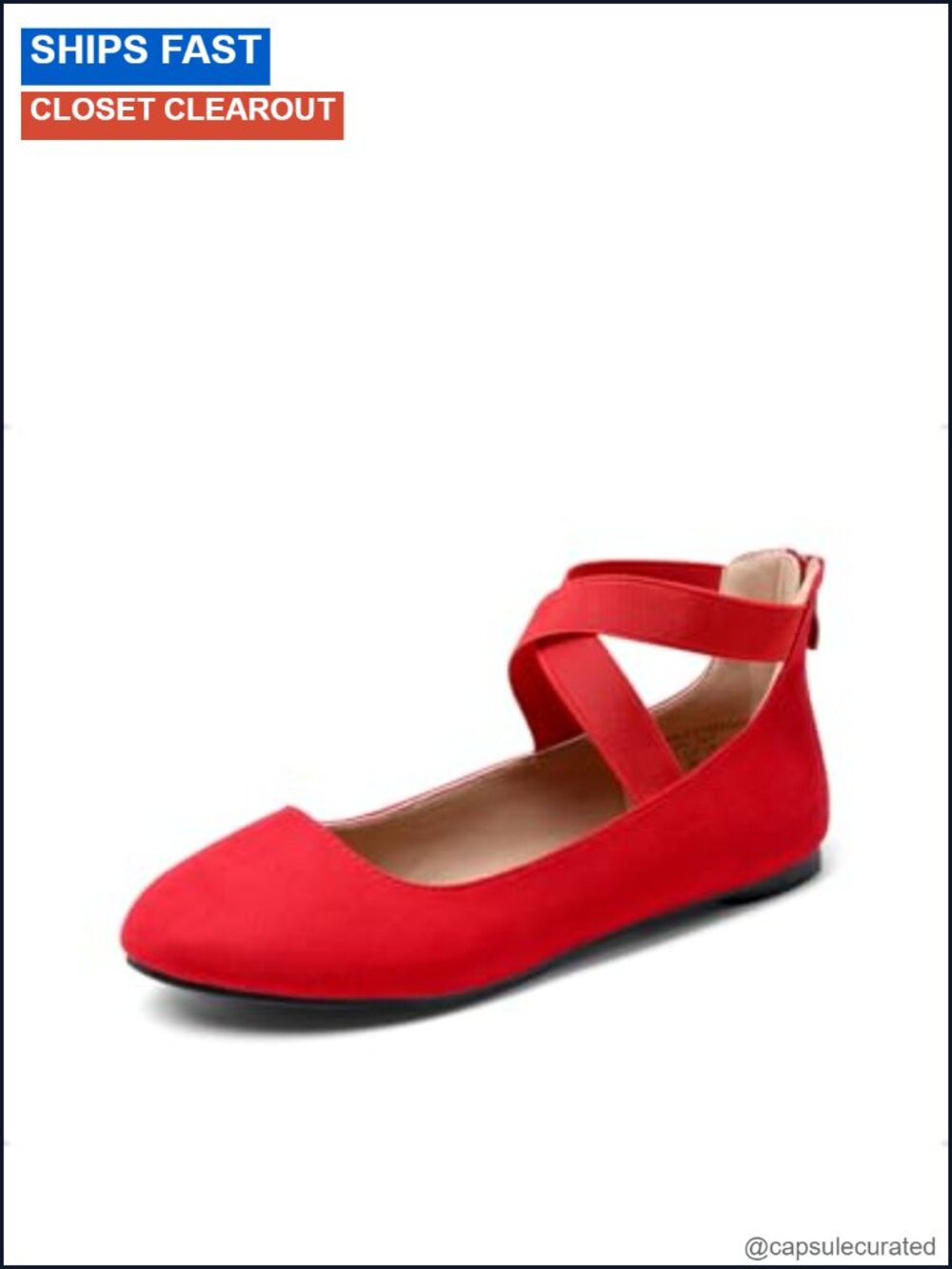 Women's Crossover Strap Ballet Flats Round Toe Back Zip Comfort Shoes